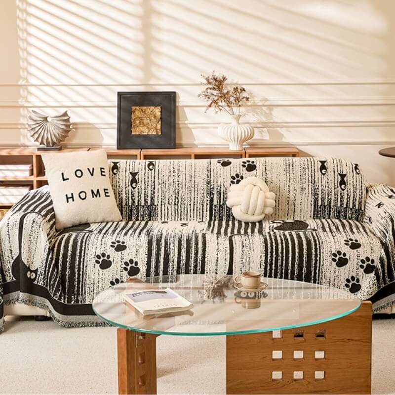 Antiskid sofföverdrag med tassmönster – skydd och komfort