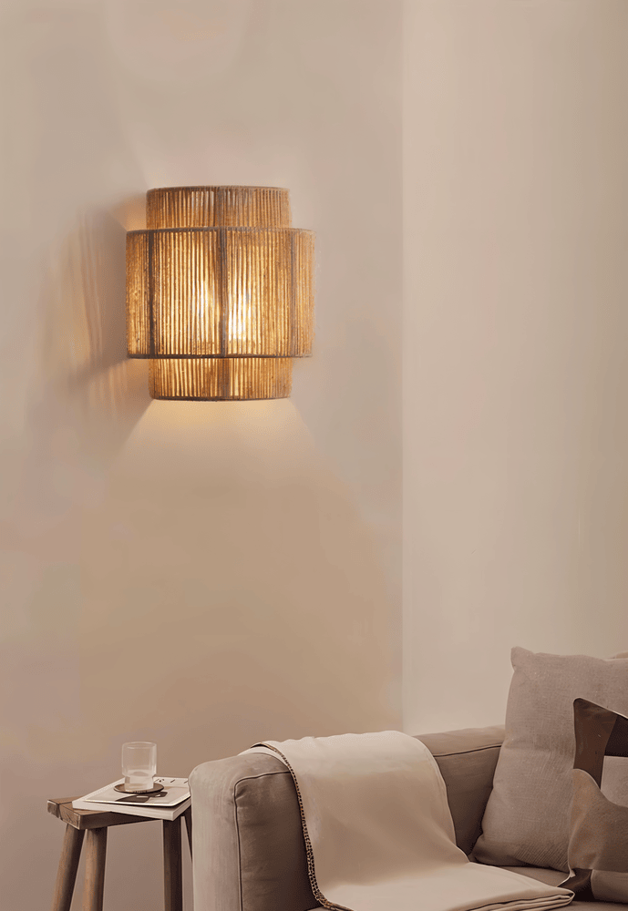 Rattan fali lámpa kender kötél árnyékoló - természetes fény & autentikus Charm