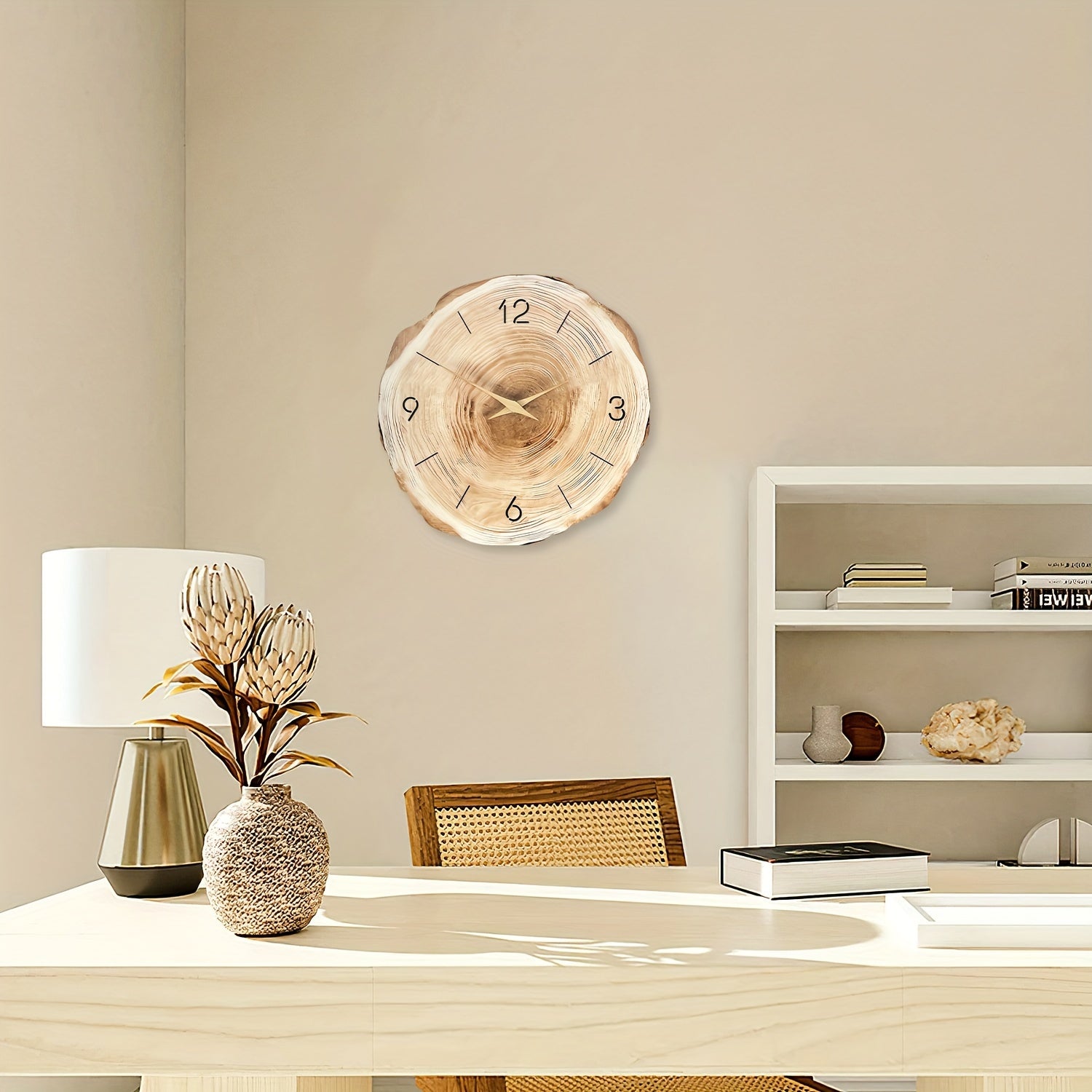 Stille Wandklok – Realistische Textuur en Elegante Ontwerp