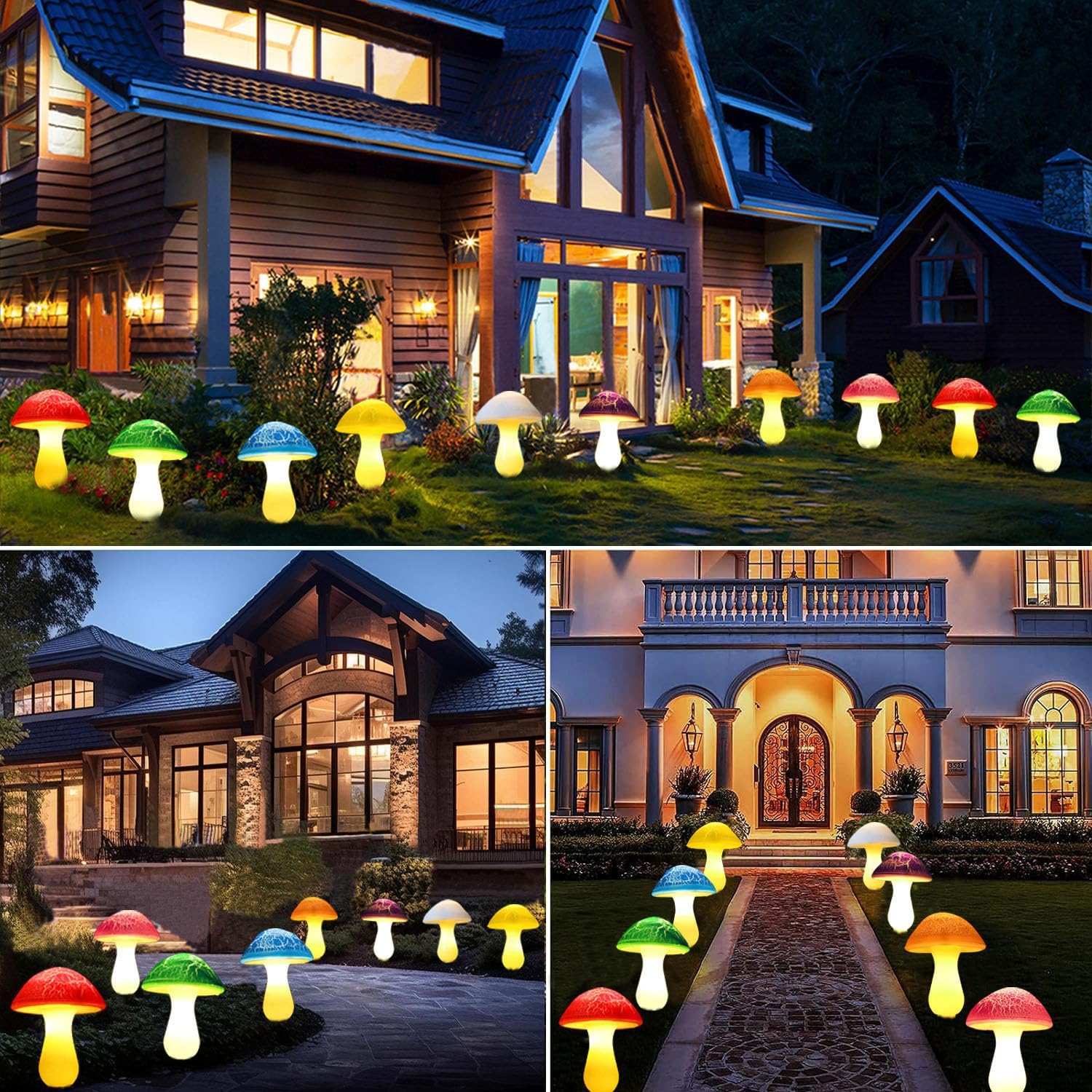 Kit de luces solares de jardín — hongos luminosos decorativos
