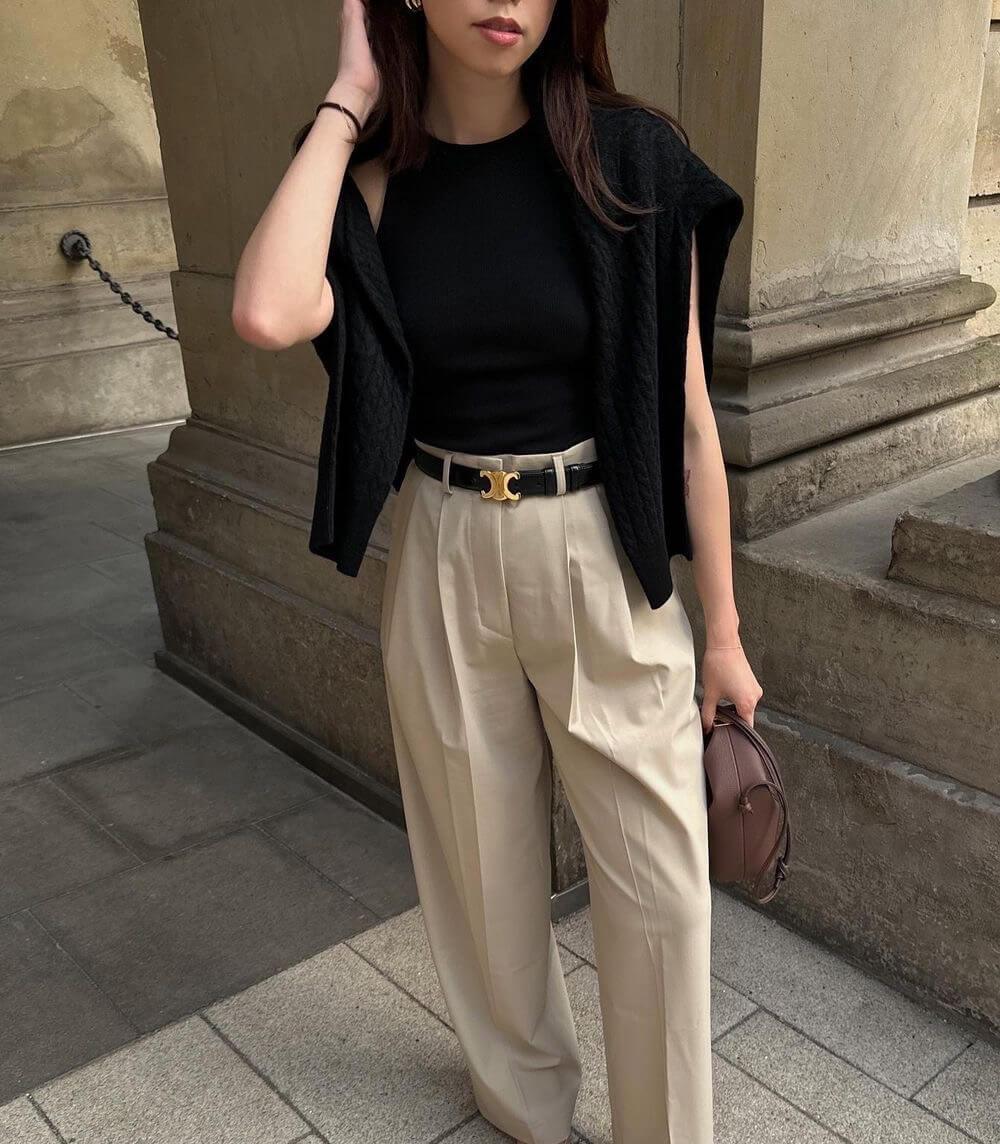 حزام أنيق – تشطيب عصري ودبوس ذهبي عابر