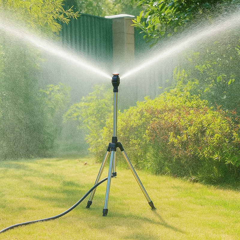 360° Rotary Sprinkler on Tripod – Adjustable and Even Watering