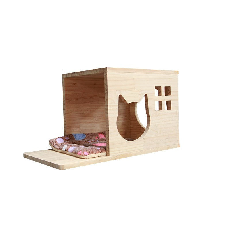 Nástěnný lezecký rám pro kočky s visící platformou a žebříkem