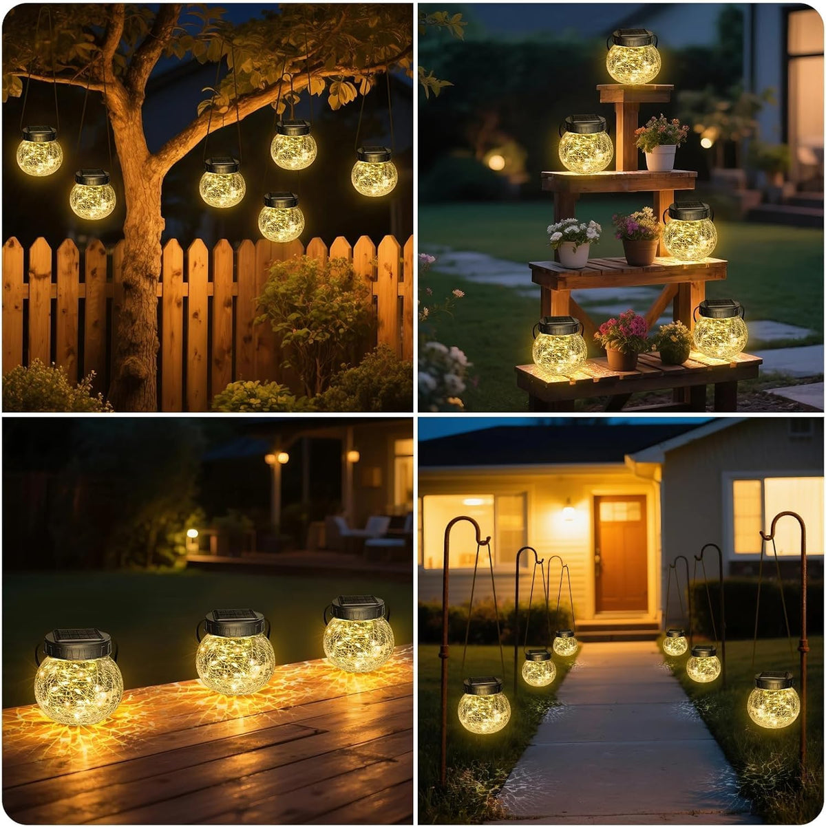 Závesná solárna lampa — elegancia v popraskanom skle 