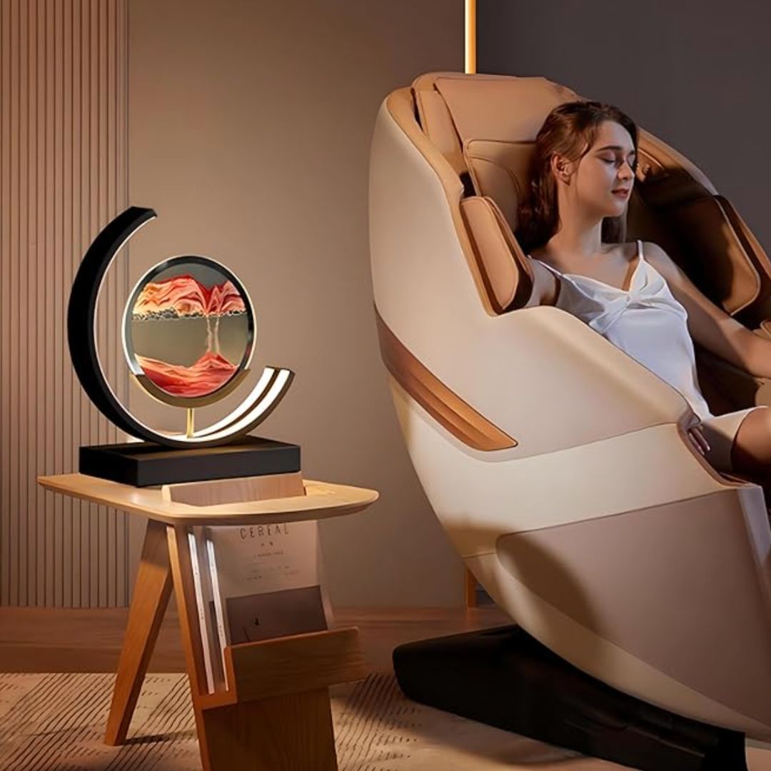 Zandlamp in Beweging – Visuele Ontspanning en Rustige Sfeer 