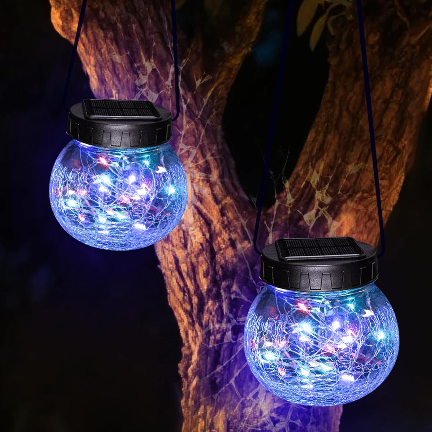 Hängende Solarleuchte — Eleganz aus crackled Glas 