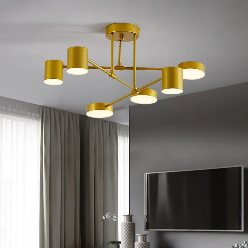 Modern Taklampa Med 6 Roterbara LED-Huvuden – Mångsidig Belysning Och Snygg Design 