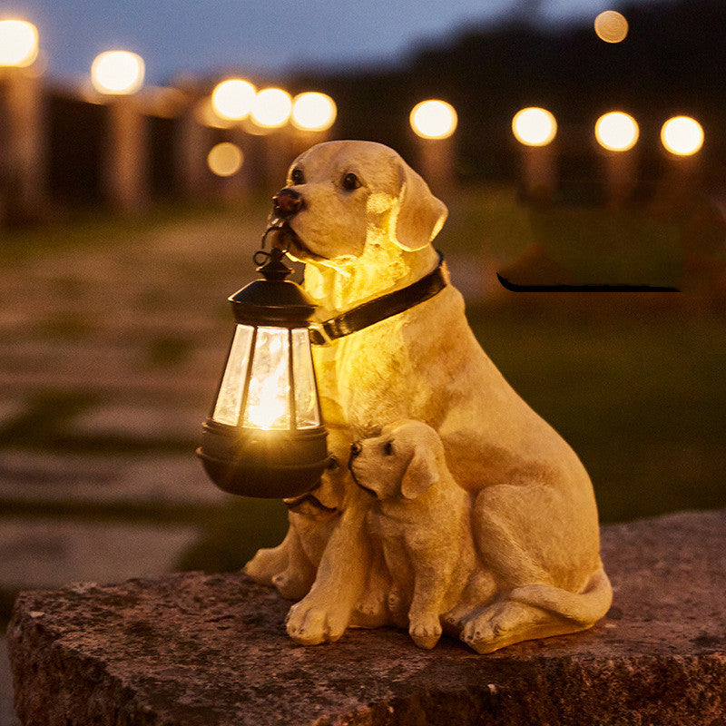 Solar Dog Statue with LED Lantern – Decoration and Light 