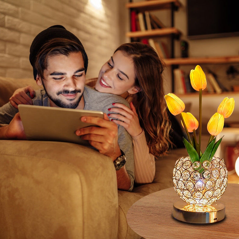 Lampada da Comodino Tattile – Splendore Cristallino Elegante 