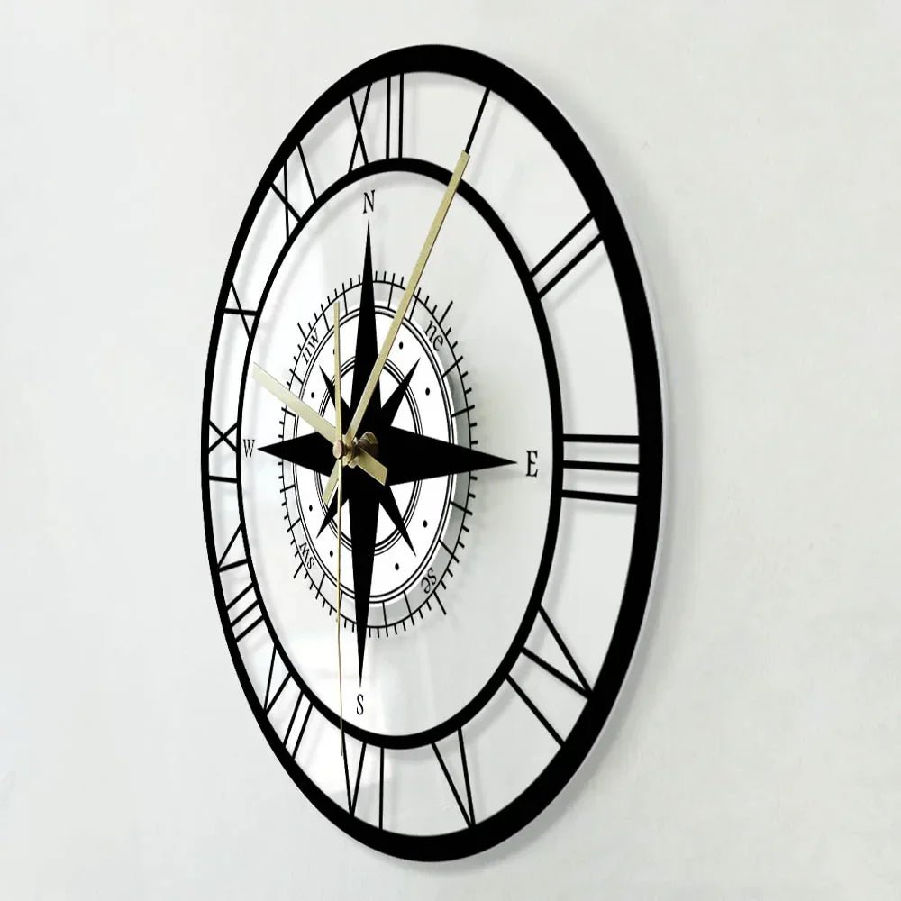 Horloge Murale Boussole Nautique – Touche Décorative Chic Et Fonctionnelle
