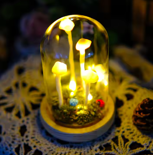 Kouzelná houbová lampa – Dekorativní magie a nadčasová elegance 