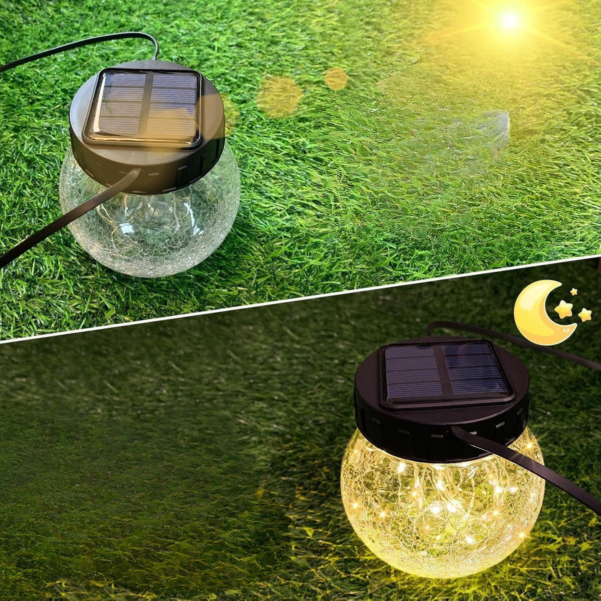 Závesná solárna lampa — elegancia v popraskanom skle 