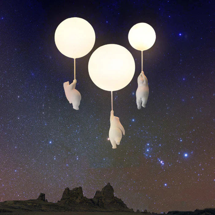 Lampadario Bambini — Orsetti Appesi A Palloni Luminosi 