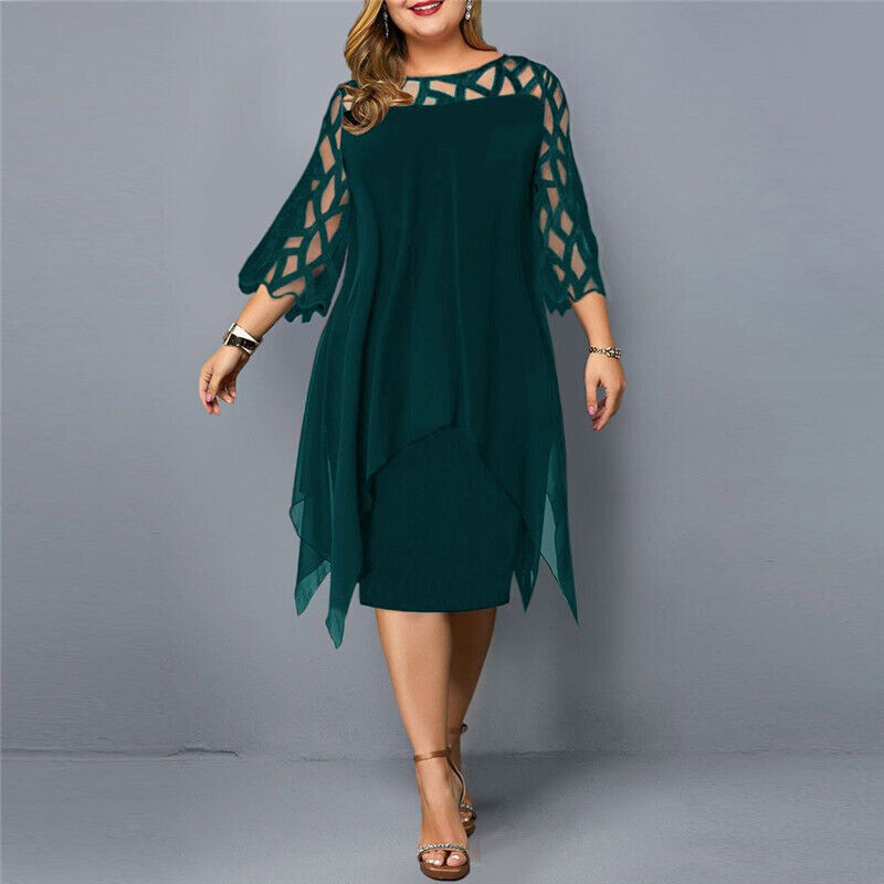 Blandine | Vestido de Noche Talla Grande – Estilo Elegante y Dobladillo Asimétrico 