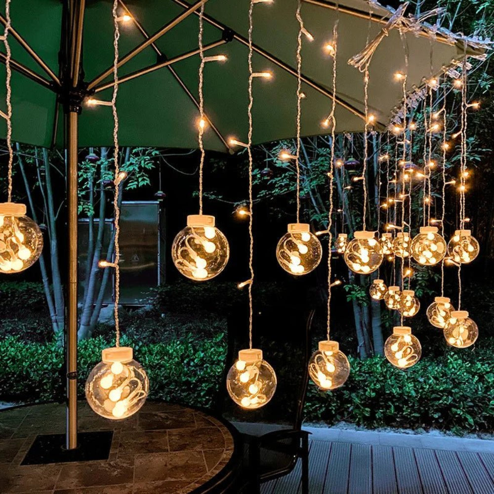 Curtain Of Suspended Light Balls — Warm And Magical Atmosphere 