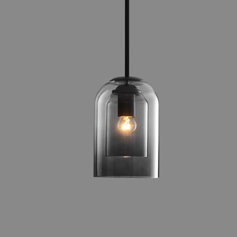Vintage pendellampe i glass - dobbel metallfinish