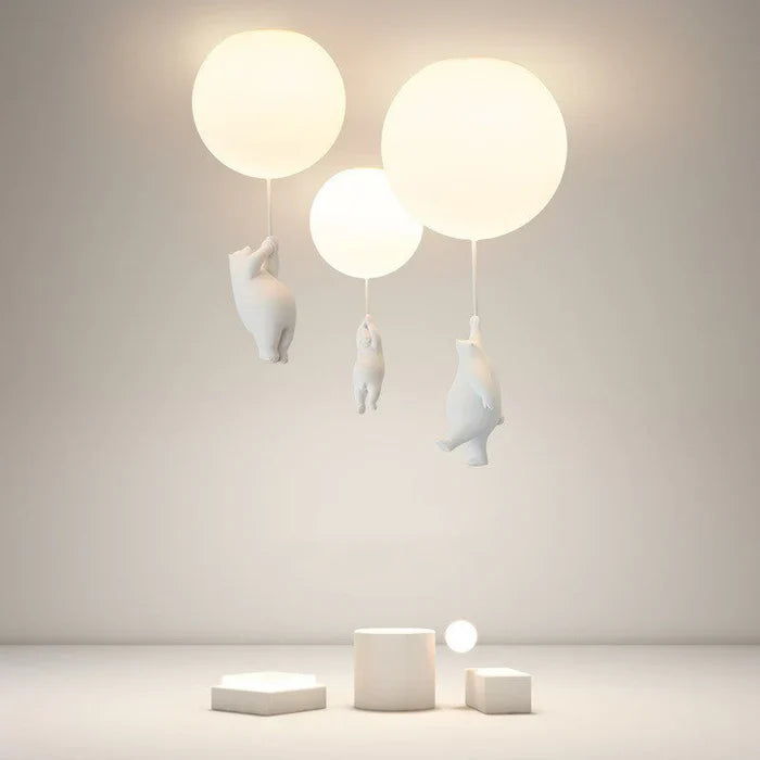 Lampadario Bambini — Orsetti Appesi A Palloni Luminosi 