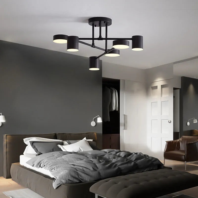 Modern Taklampa Med 6 Roterbara LED-Huvuden – Mångsidig Belysning Och Snygg Design 