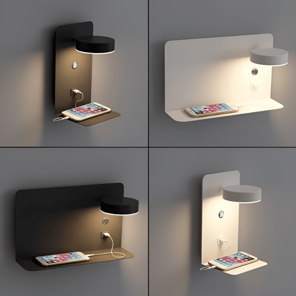 Lampe Murale Led Avec Étagère Et Port USB — Design Moderne & Fonction 2 En 1