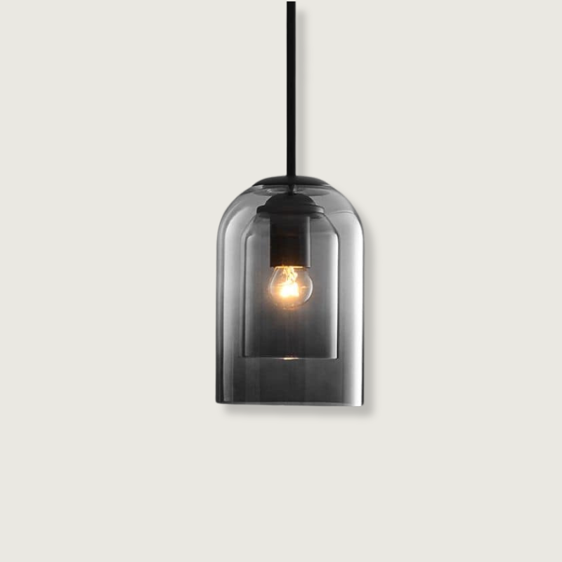 ヴィンテージガラスペンダントランプ - ダブルメタリック仕上げ