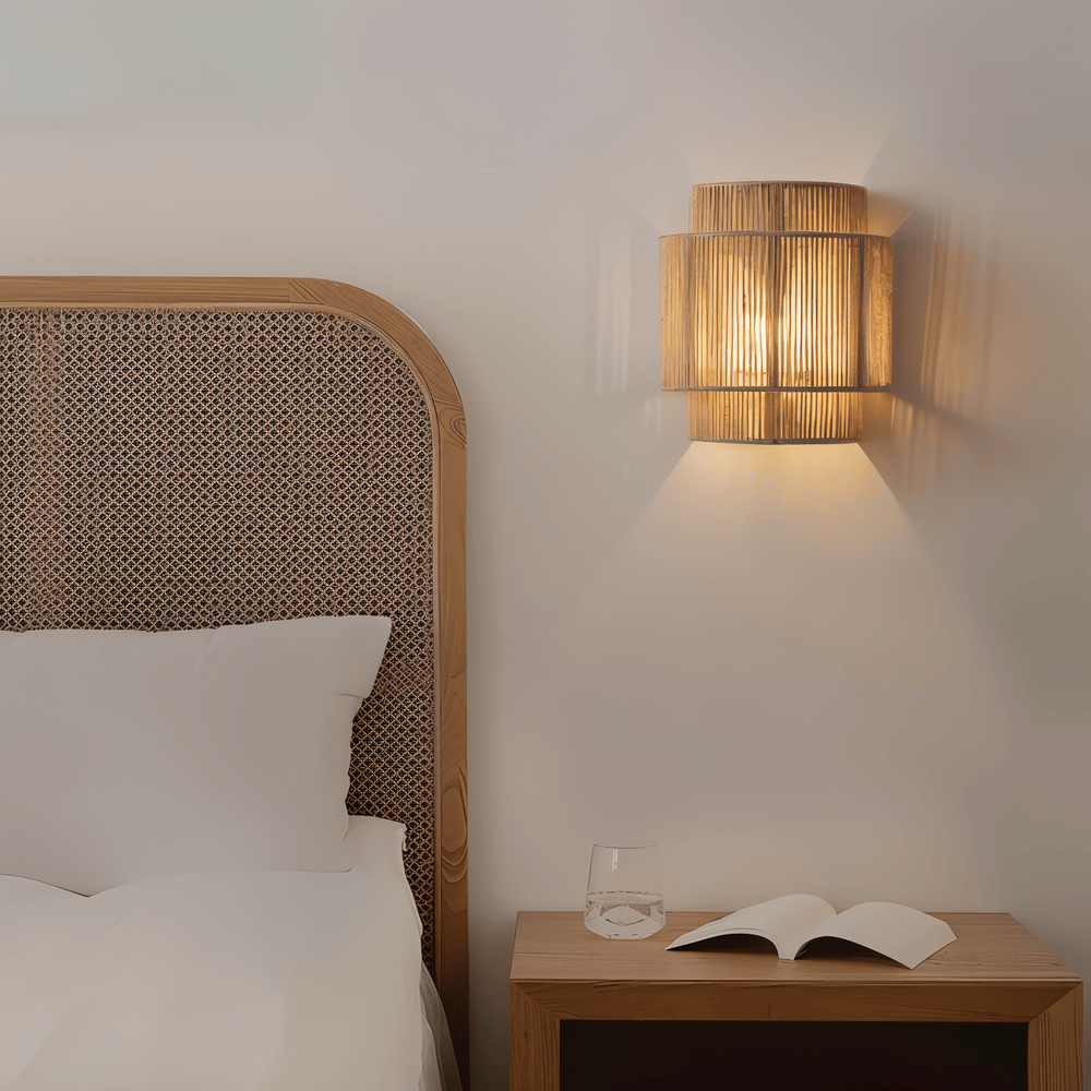 Applique Murale En Rotin Avec Abat-Jour En Corde De Chanvre — Lumière Naturelle & Charme Authentique