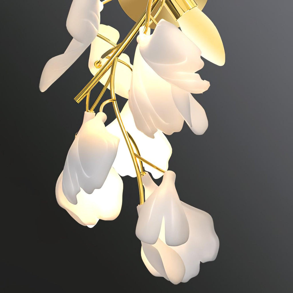 Florale Wandleuchte - Goldene Eleganz & sanftes Licht