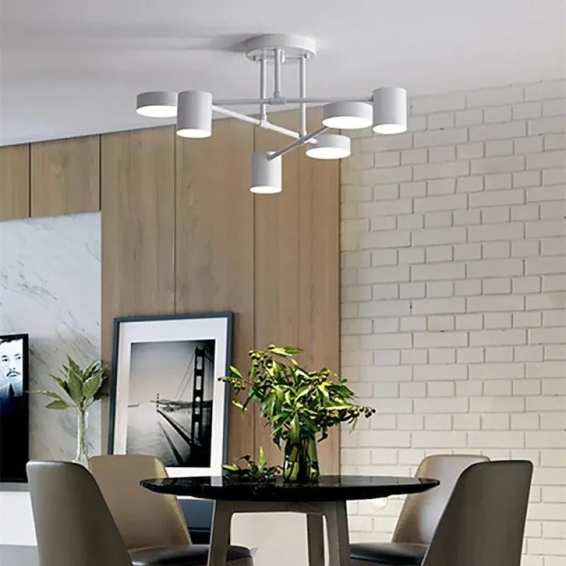 Modern Taklampa Med 6 Roterbara LED-Huvuden – Mångsidig Belysning Och Snygg Design 